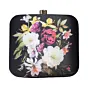 Woman Black Floral Printed Clutch