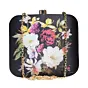 Woman Black Floral Printed Clutch