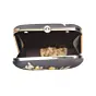 Woman Black Floral Printed Clutch