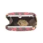 Woman Beige And Red Floral Printed Clutch