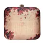 Woman Beige And Red Floral Printed Clutch