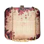 Woman Beige And Red Floral Printed Clutch