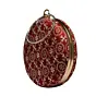 Women Red Embroidery Round Clutch