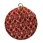 Women Red Embroidery Round Clutch