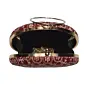 Women Red Embroidery Round Clutch