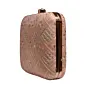 Woman Peach Sequins Embroidery Party Clutch