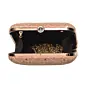 Woman Peach Sequins Embroidery Party Clutch