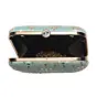 Woman Light Blue Embroidery Party Clutch