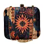 Women Blue And Beige Printed Clutch