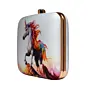 Woman White Based Unicorn Printed Clutch