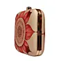 Woman Biege And Red Flower Printed Clutch