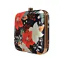 Woman Red and White Floral Printed Clutch