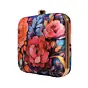 Woman Pink And Orange Floral Printed Clutch