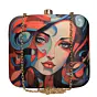 Woman Multipattern Women Portrait Printed Clutch