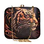 Woman Black Based Tiger Printed Clutch