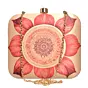 Woman Biege And Red Flower Printed Clutch
