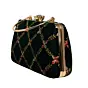 Women Dark Green Embroidery Party Clutch