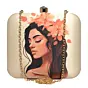 Women Floral Lady Portrait Printed Clutch