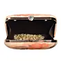 Woman Beige Floral Afro Women Portrait Printed Clutch