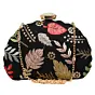Women Black Multipattern Embroidery Party Clutch