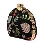 Women Black Multipattern Embroidery Party Clutch