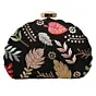 Women Black Multipattern Embroidery Party Clutch