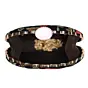Women Black Multipattern Embroidery Party Clutch
