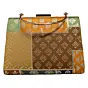 Woman Multipattern Brown Brocade Party Clutch