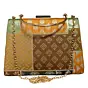 Woman Multipattern Brown Brocade Party Clutch