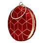 Woman Red And Golden Sequin Embroidery Round Clutch