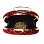 Woman Red And Golden Sequin Embroidery Round Clutch
