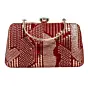 Women Red Sequins Multipattern Embroidery Party Clutch