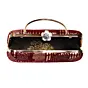 Women Red Sequins Multipattern Embroidery Party Clutch