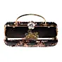 Woman Rose Gold And Black Sequins Party Clutch