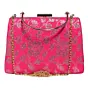Woman Pink And Golden Brocade Fabric Clutch