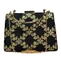Women Black And Golden Brocade Fabric Clutch