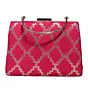 Women Magenta Pink Brocade Fabric Clutch