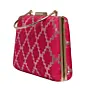 Women Magenta Pink Brocade Fabric Clutch