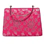 Woman Pink And Golden Brocade Fabric Clutch