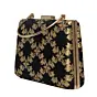 Women Black And Golden Brocade Fabric Clutch