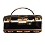 Women Black And Golden Brocade Fabric Clutch
