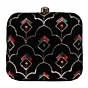 Woman Black Multicolour Sequins Embroidery Clutch