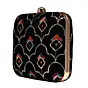 Woman Black Multicolour Sequins Embroidery Clutch