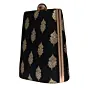 Women Black Brocade Fabric Vertical Clutch