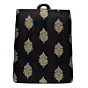 Women Black Brocade Fabric Vertical Clutch