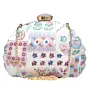 Woman White Multipattern Moon shape Clutch