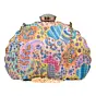 Woman Multicolour Embroidery Moon Shape Clutch