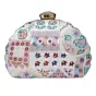 Woman White Multipattern Moon shape Clutch