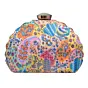 Woman Multicolour Embroidery Moon Shape Clutch
