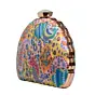 Woman Multicolour Embroidery Moon Shape Clutch